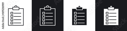 List icons in flat and thin stroke style