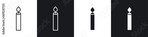 Candle icons in flat and thin stroke style