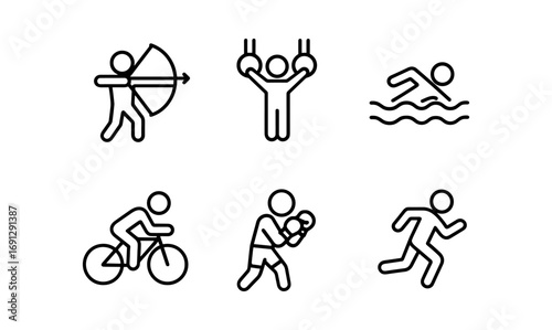 Minimalist sports icons for fitness and activity enthusiasts