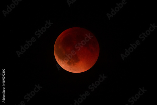 Total lunar eclipse or blood moon. Red moon. 7 September 2025. Full moon or harvest moon, corn moon, autumn moon, falling leaves moon, barley moon, wine moon, and moose moon.