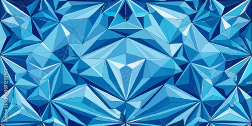 Abstract geometric pattern featuring blue and light blue triangular shapes arranged symmetrically design style