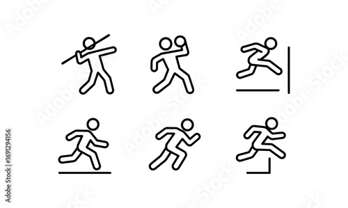 Outline style icons of track and field athletics with minimalist design