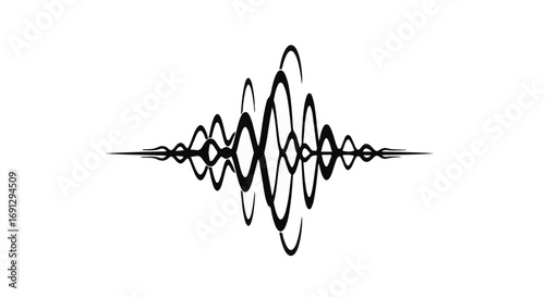 Abstract sound wave visualization in black and white, symbolizing audio, music, or data.