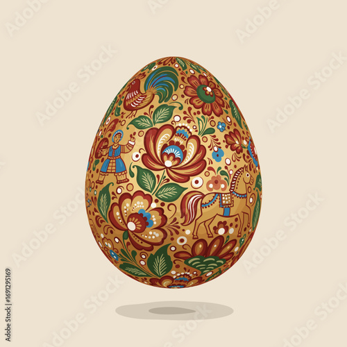 decorated egg Easter featuring floral and animal patterns  