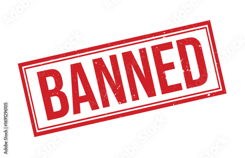Banned stamp, Banned sign on red ink, Banned vector, Banned sticker, Banned sticker, Banned distressed texture on white background