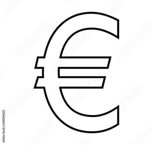 Simple outline of the euro currency symbol on a white background clean minimalist design for financial concepts