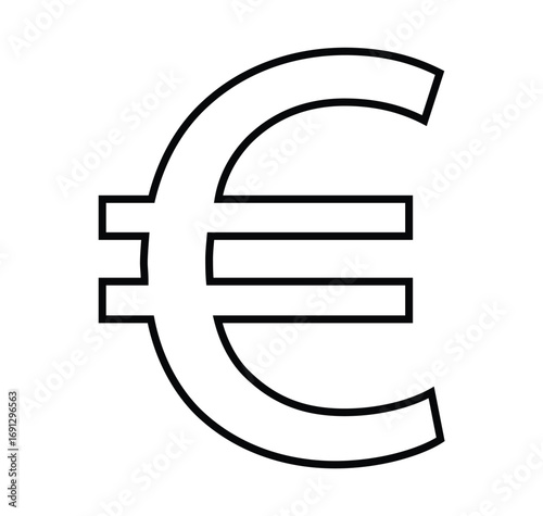 Simple outline of the euro currency symbol isolated on a white background for financial concepts