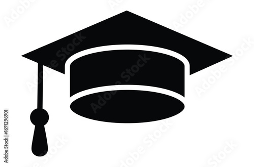 Black graduation cap with tassel symbolizing academic achievement and the completion of higher education studies
