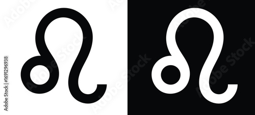 Zodiac sign leo Symbol Silhouette. leo sign, logo, badge, icon, sticker, label, emblem, stamp, symbol, black, line, flat vector, isolated illustration.