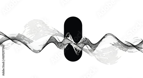 Abstract sound wave visualization with artistic brushstroke elements