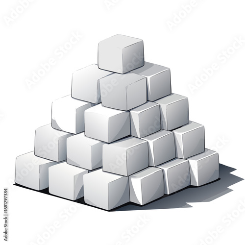 White Sugar Cubes Isolated on White Background