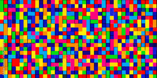 Colorful abstract background featuring a geometric pattern of various sized rectangles and squares design