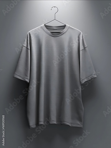 monochrome all mousy grey tshirt mockup oversized fit flat lay quiet techwear style gradient grey background