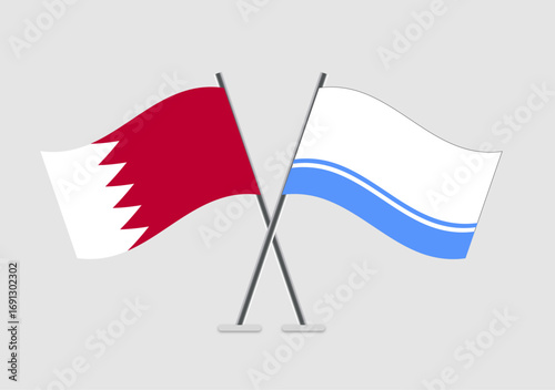 Bahrain and Altai Republic vector flags with smooth shadow and soft colors