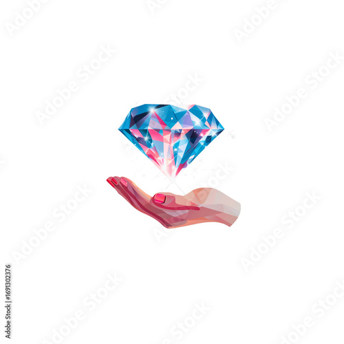 Hand gently holding a sparkling diamond, representing value or quality