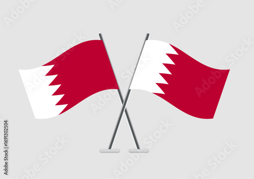 Bahrain and Bahrain vector flags crossed in simple 2D flat design