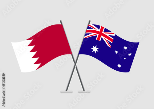 Bahrain and Australia vector flags in modern flat illustration style