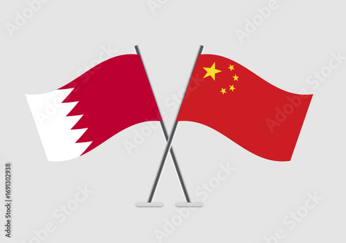 Bahrain and China vector flags in simple yet elegant formation