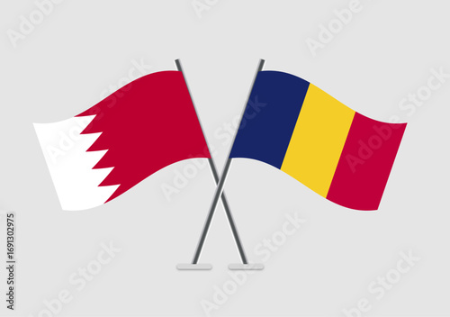 Bahrain and Chad vector flags illustration with clean background