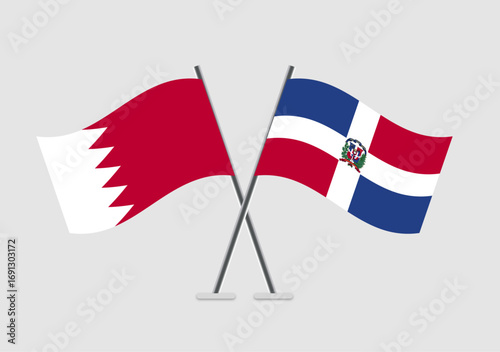 Bahrain and Dominican Republic vector flags in abstract diplomatic theme