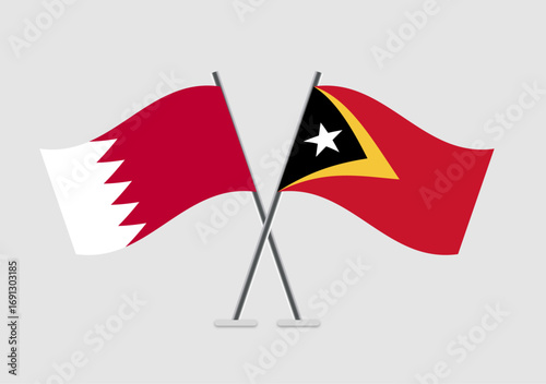Bahrain and East Timor vector flags vector art in minimal theme