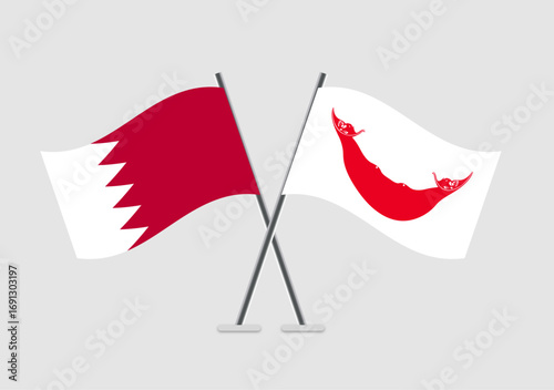 Bahrain and Easter Island - Rapa Nui vector flags image with modern vector shading