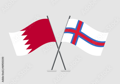 Bahrain and Faroe Islands vector flags illustration for peace concept