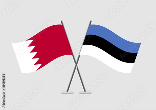 Bahrain and Estonia vector flags composition in professional look