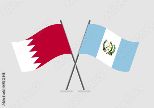 Bahrain and Guatemala vector flags in abstract national theme
