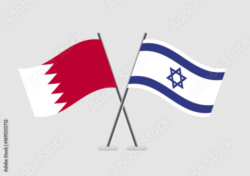 Bahrain and Israel vector flags with design for political themes