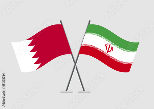 Bahrain and Iran vector flags isolated from background clutter