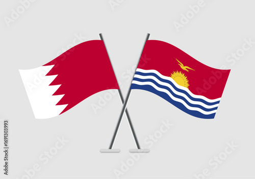 Bahrain and Kiribati vector flags drawn in abstract national form