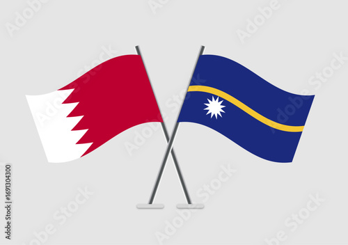 Bahrain and Nauru vector flags design in vector template style