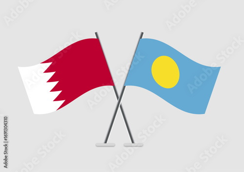 Bahrain and Palau vector flags in isolated artwork layout