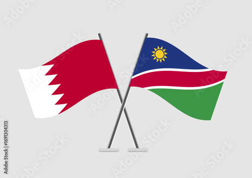 Bahrain and Namibia vector flags arranged for visual balance