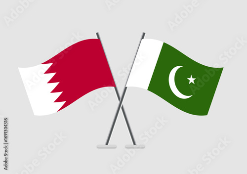 Bahrain and Pakistan  vector flags created for media design
