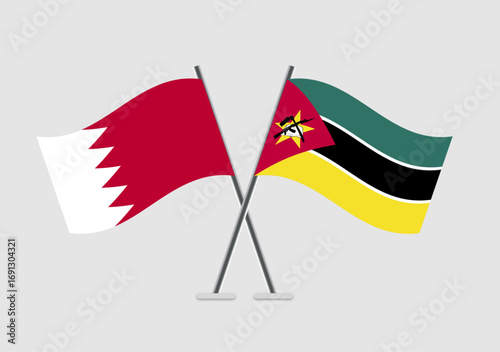 Bahrain and Mozambique vector flags graphic expressing connection