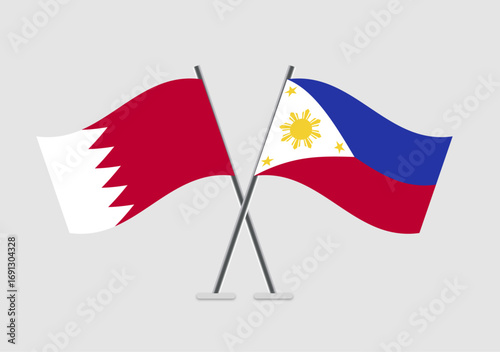 Bahrain and Philippines vector flags illustration for joint events