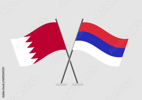 Bahrain and Republika Srpska vector flags with minimal patriotic graphics