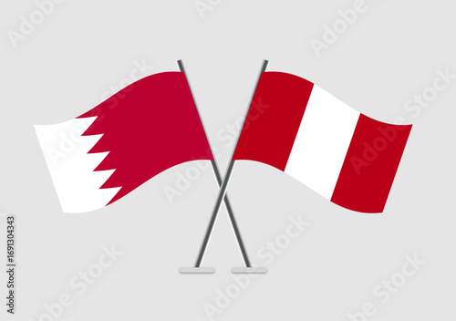 Bahrain and Peru vector flags symbolic of cooperation