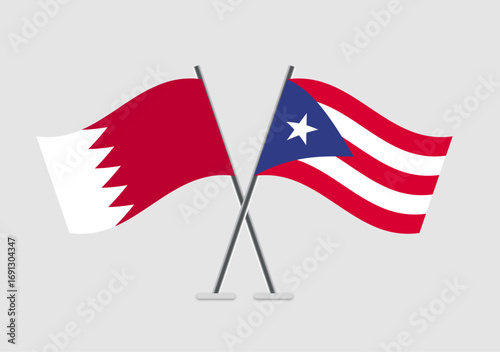 Bahrain and Puerto Rico vector flags concept for unity in design