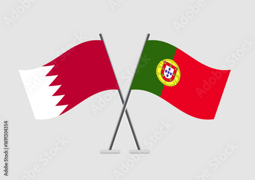 Bahrain and Portugal vector flags artwork in official harmony layout
