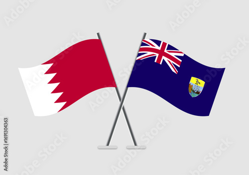 Bahrain and Saint Helena vector flags with subtle design aesthetic