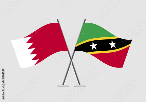 Bahrain and Saint Kitts and Nevis vector flags visual icon for unity and peace