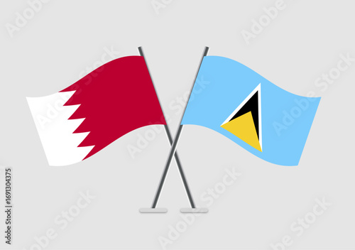 Bahrain and Saint Lucia vector flags with simplified waving pattern