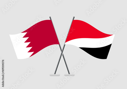 Bahrain and Principality of Sealand vector flags in diplomatic pose flat design