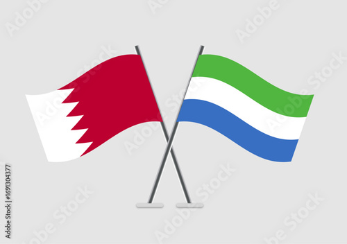 Bahrain and Sierra Leone vector flags icon for global cooperation