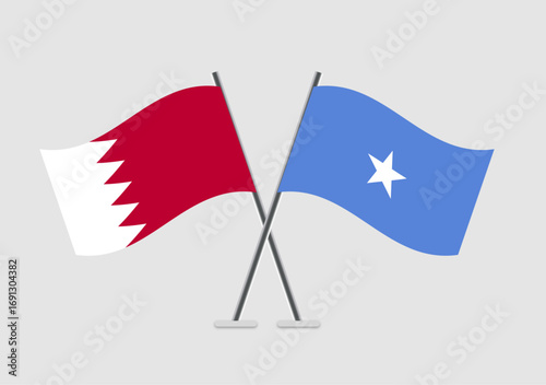 Bahrain and Somalia vector flags digital graphic for partnership