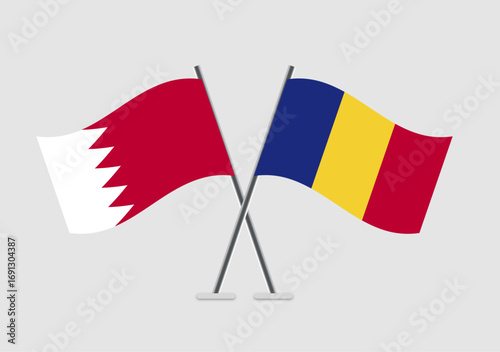 Bahrain and Romania vector flags in design representing dialogue