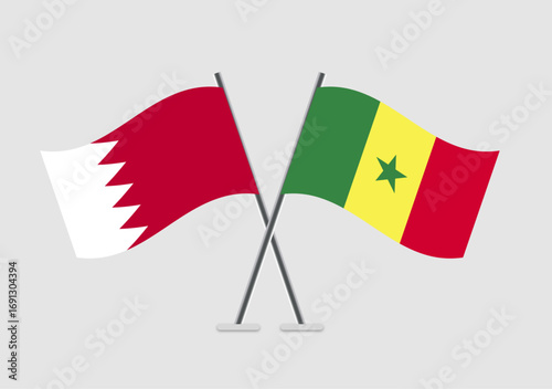 Bahrain and Senegal vector flags artwork on simple gradient base